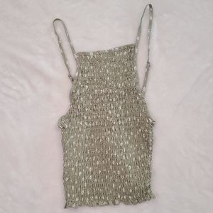 F21 Cropped Smocked Tank Ditsy Print NWT